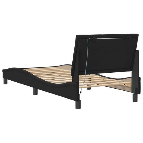 Sengeramme med LED-lys 80x200 cm velour sort
