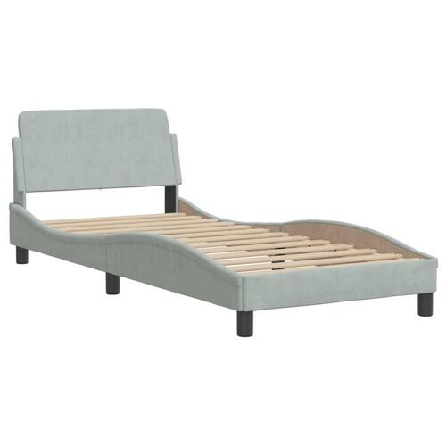 Sengeramme med LED-lys 90x190 cm velour lysegrå