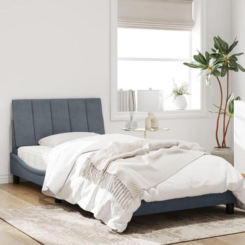 Sengeramme med LED-lys 100x200 cm velour mørkegrå