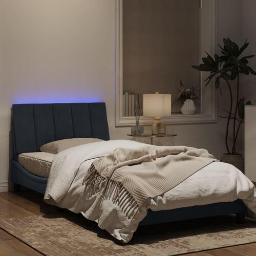 Sengeramme med LED-lys 100x200 cm velour mørkegrå