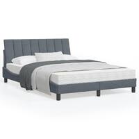 Sengeramme med LED-lys 120x200 cm velour mørkegrå