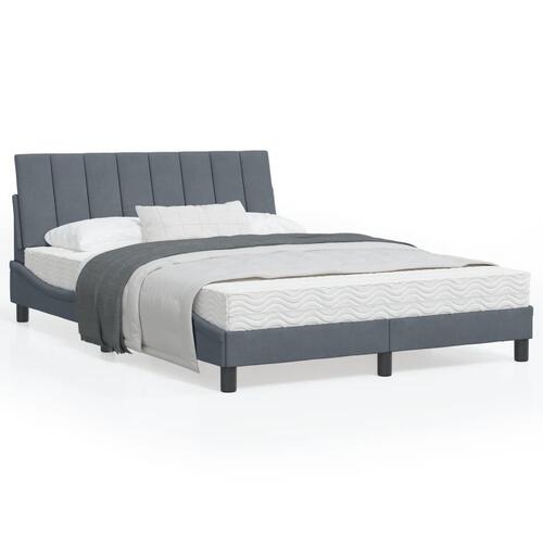 Sengeramme med LED-lys 120x200 cm velour mørkegrå
