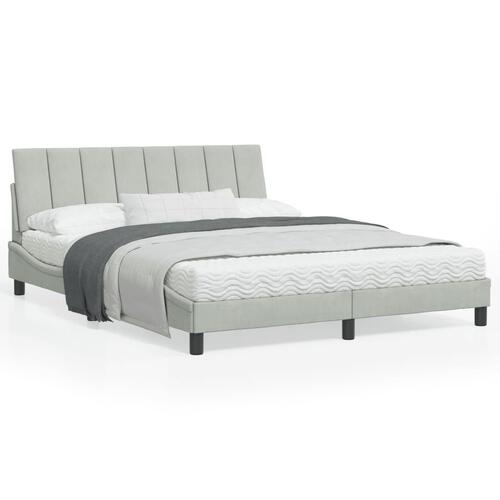 Sengeramme med LED-lys 160x200 cm velour lysegrå