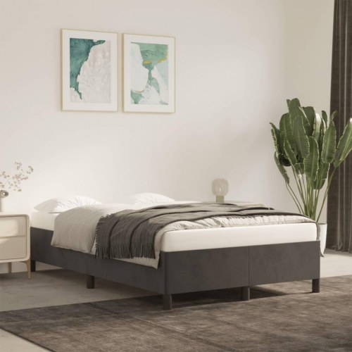 Sengeramme uden madras i velour 120 x 190 cm - mørkegrå