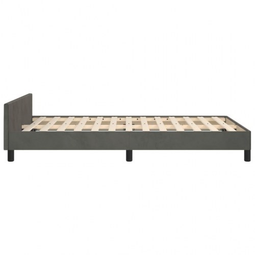 Sengeramme med sengegavl 120x190 cm - fløjl, mørkegrå