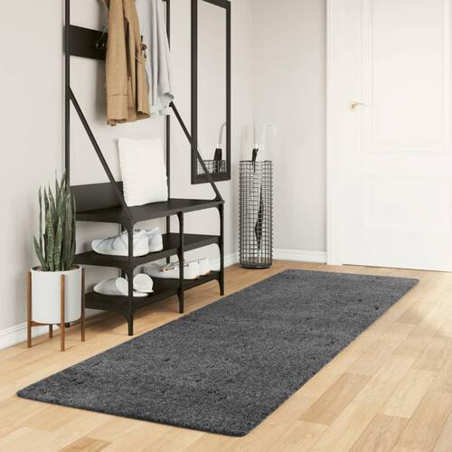 Gulvtæppe OVIEDO 80x250 cm kort luv antracitgrå