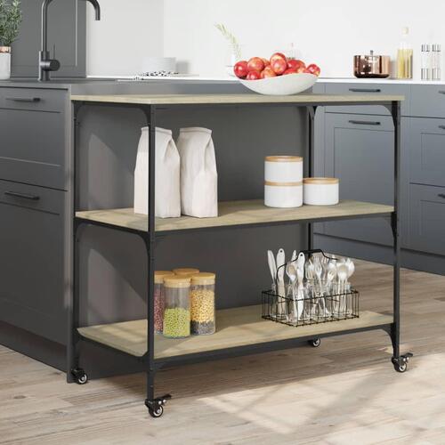 Køkkenvogn 102x50x95 cm konstrueret træ sonoma-eg