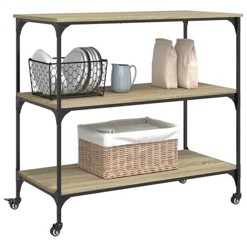 Køkkenvogn 102x50x95 cm konstrueret træ sonoma-eg