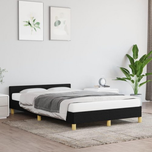 Sengeramme med sengegavl 120×190 cm - stof, sort