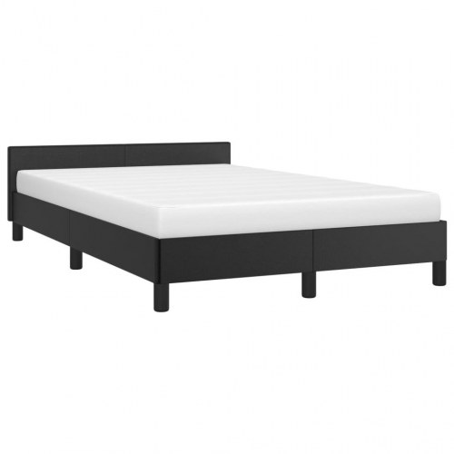 Sengeramme 120x190 cm med sengegavl i sort kunstlæder
