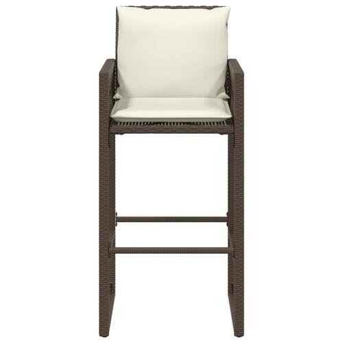 Udendørs barstole med hynder 2 stk. polyrattan brun