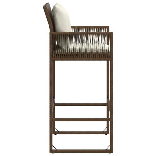 Udendørs barstole med hynder 2 stk. polyrattan brun