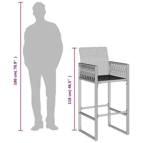 Udendørs barstole 2 stk. polyrattan grå