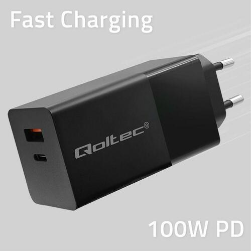 Vægoplader Qoltec 52382 Sort 100 W (1 enheder)