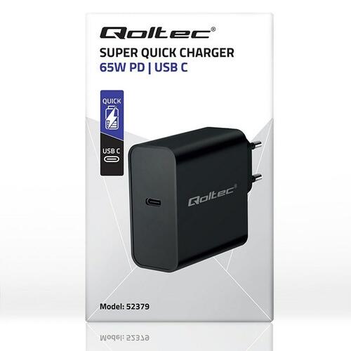 Vægoplader Qoltec 52379 Sort 65 W (1 enheder)