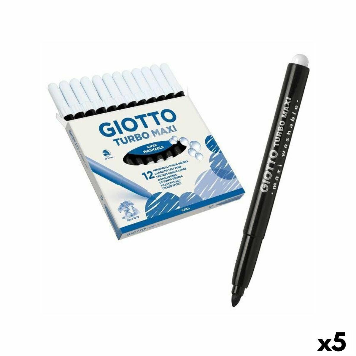 Giotto Turbo Maxi fiberpenne - sort, 5 stk. sæt