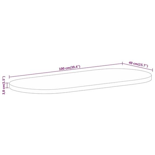 Bordplade 100x40x3,8 cm oval massivt mangotræ