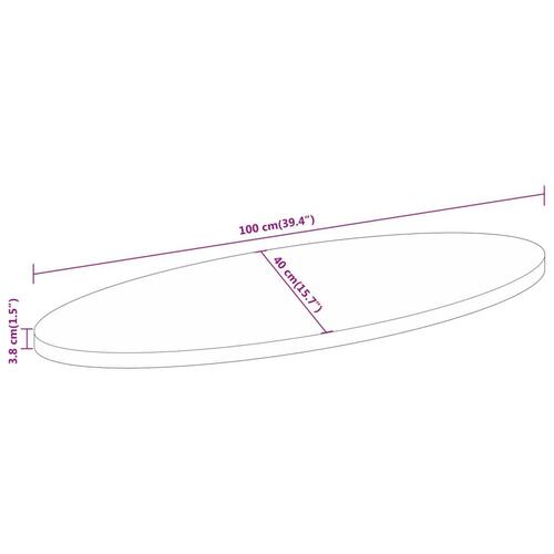 Bordplade 100x40x3,8 cm oval massivt akacietræ