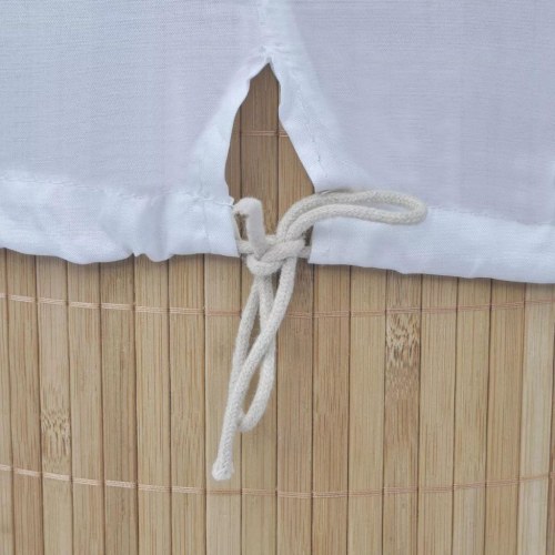 Rund vasketøjskurv i bambus - naturfarvet, 35 × 60 cm