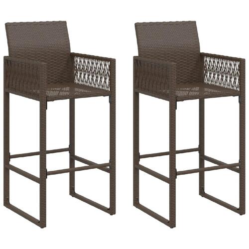 Udendørs barstole 2 stk. polyrattan brun
