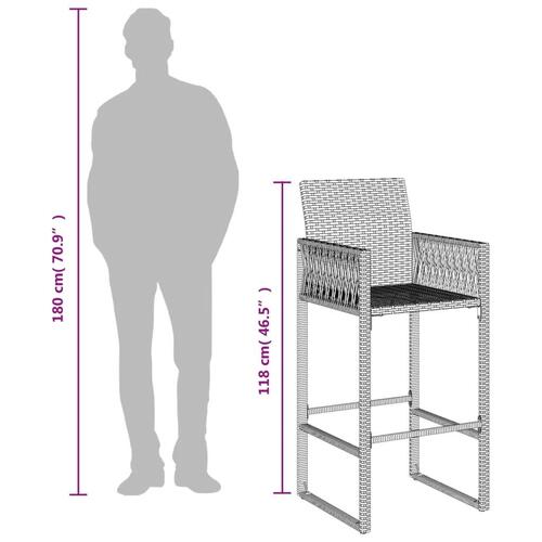 Udendørs barstole 2 stk. polyrattan brun