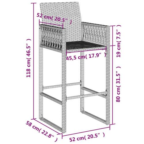 Udendørs barstole 2 stk. polyrattan brun