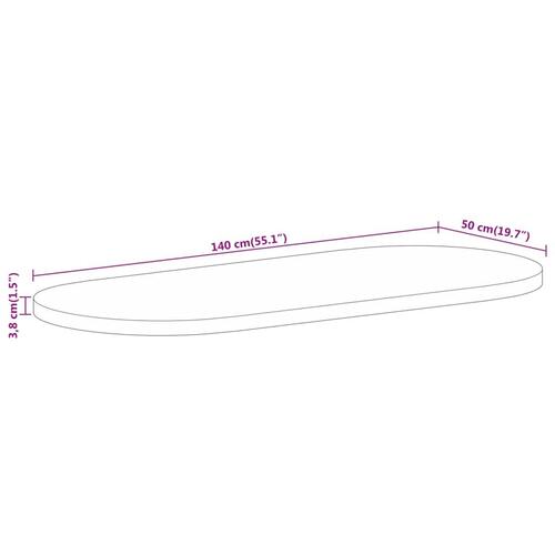 Bordplade 140x50x3,8 cm oval massivt mangotræ