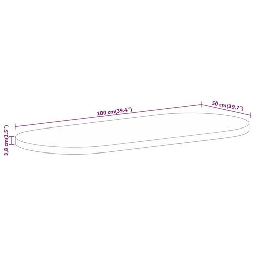 Bordplade 100x50x3,8 cm oval massivt ru mangotræ