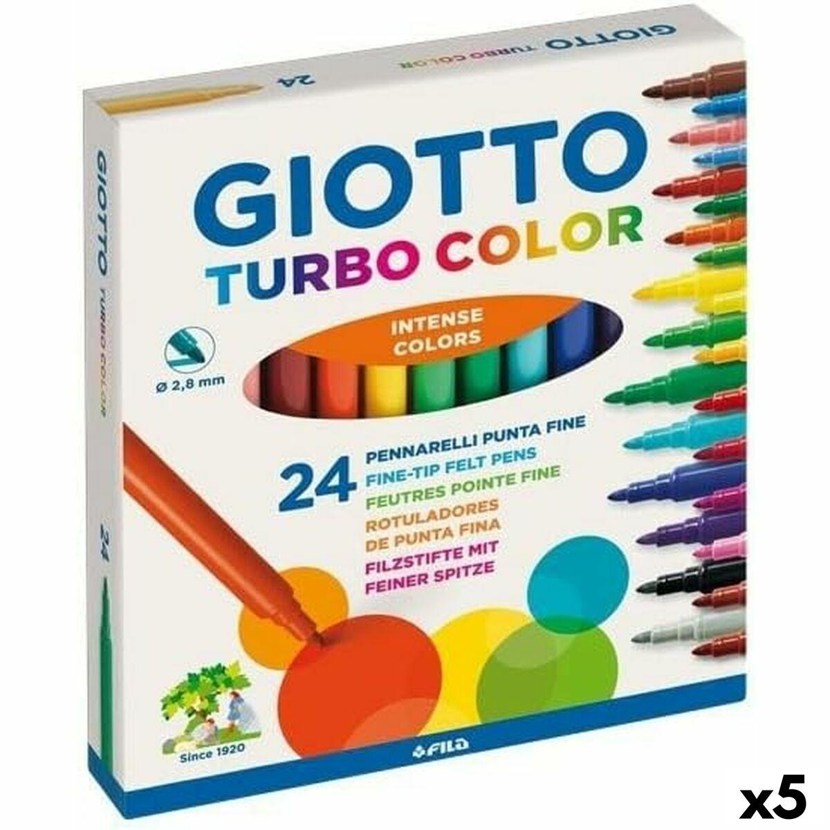 Giotto Turbo Color fiberpenne - 24 farver, fin spids (5 sæt)