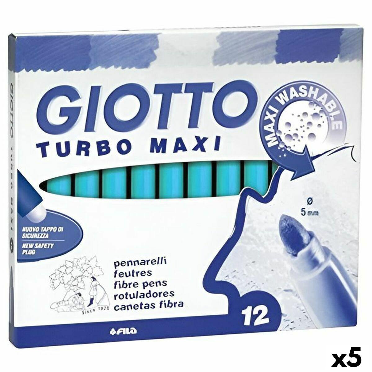 Fiberpenne Giotto Turbo Maxi - himmelblå, 5 sæt á 12 stk