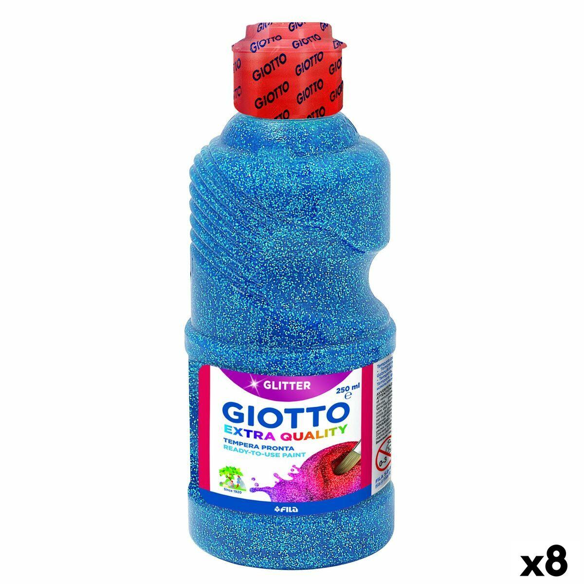 Giotto Tempera glittermaling - Blå 250 ml (pakke med 8)