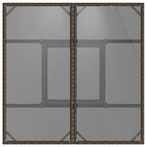 Havebord med glastop 80x80x75 cm polyrattan brun