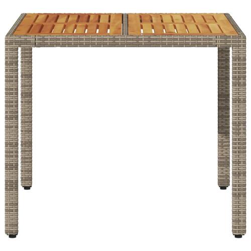 Havebord med akacietop 90x90x75 cm polyrattan grå