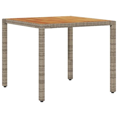 Havebord med akacietop 90x90x75 cm polyrattan grå
