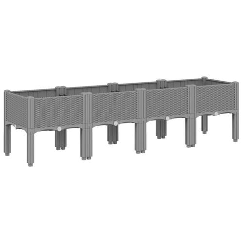 Plantekasse med ben 160x40x42 cm PP lysegrå