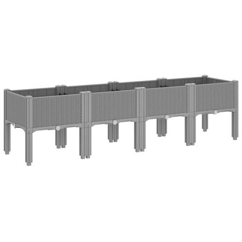 Plantekasse med ben 160x40x42 cm PP lysegrå