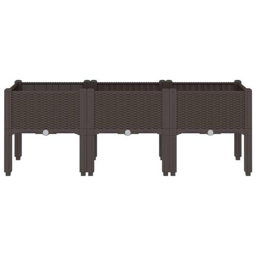 Plantekasse med ben 120x40x42 cm PP brun