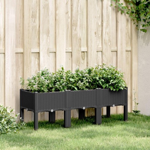 Plantekasse med ben 120 x 40 x 42 cm - sort