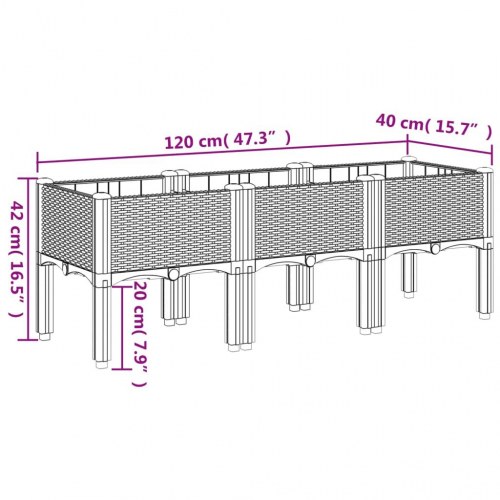 Plantekasse med ben 120 x 40 x 42 cm - sort