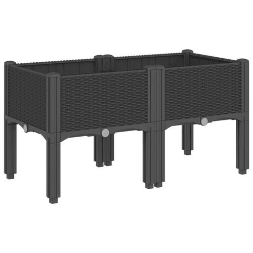 Plantekasse med ben 80x40x42 cm PP sort