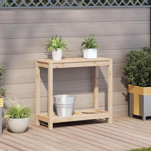 Plantebord med hylde 82,5x35x75 cm massivt fyrretræ