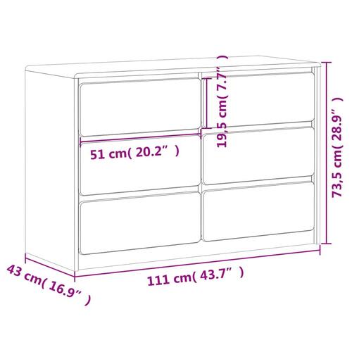 Kommode SAUDA 111x43x73,5 cm massivt fyrretræ egetræsfarve