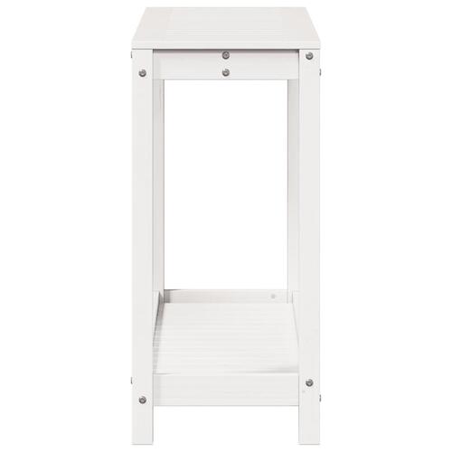 Plantebord med hylde 108x35x75 cm massivt fyrretræ hvid