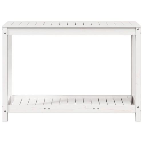 Plantebord med hylde 108x50x75 cm massivt fyrretræ hvid