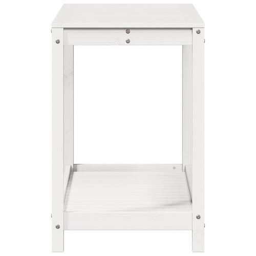 Plantebord med hylde 108x50x75 cm massivt fyrretræ hvid