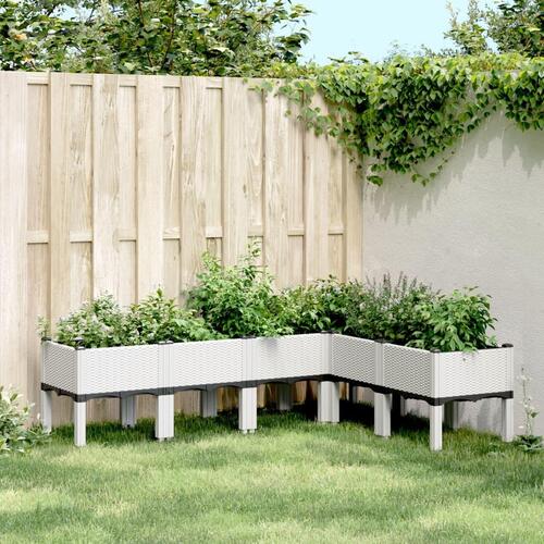 Plantekasse med ben 160x120x42 cm PP hvid