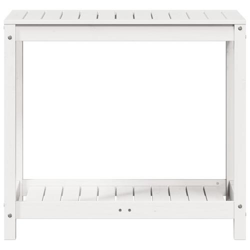 Plantebord med hylde 82,5x50x75 cm massivt fyrretræ hvid