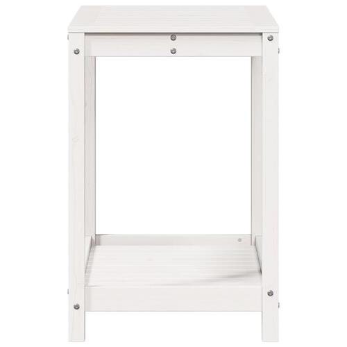 Plantebord med hylde 82,5x50x75 cm massivt fyrretræ hvid