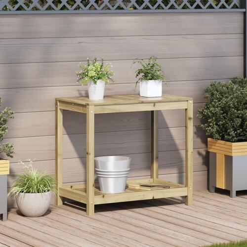 Plantebord med hylde 82,5x50x75 cm imprægneret fyrretræ