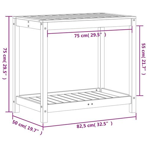 Plantebord med hylde 82,5x50x75 cm imprægneret fyrretræ